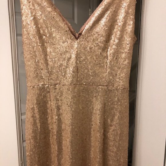 Rose Gold Sequined Full-Length Dress - Picture 2 of 3